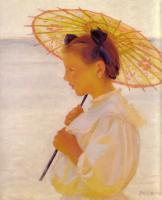 William McGregor Paxton - Child In Sunlightor The Chinese Parasol